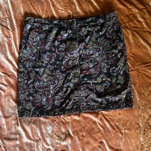Loft paisley button front corduroy skirt